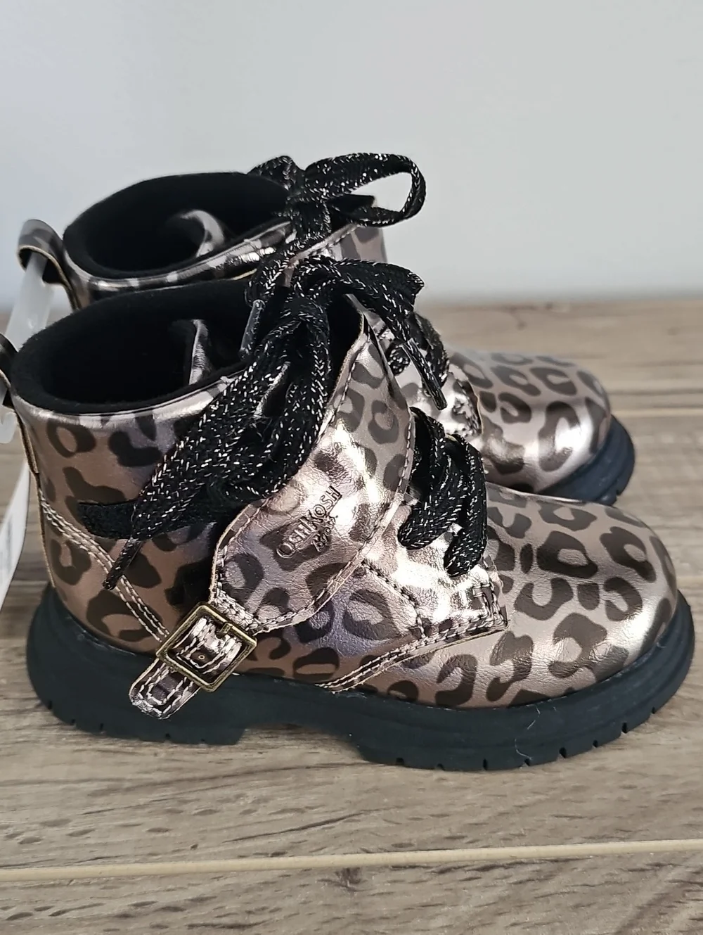 Oshkosh B'gosh Toddler Girls Cheetah Print Lace-up Boots Size 9